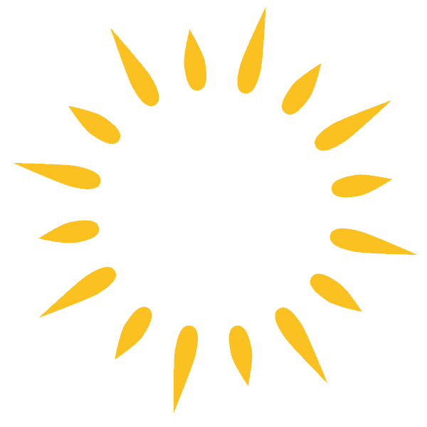 Yellow sunburst pattern with 18 elongated rays radiating outward on a transparent background.